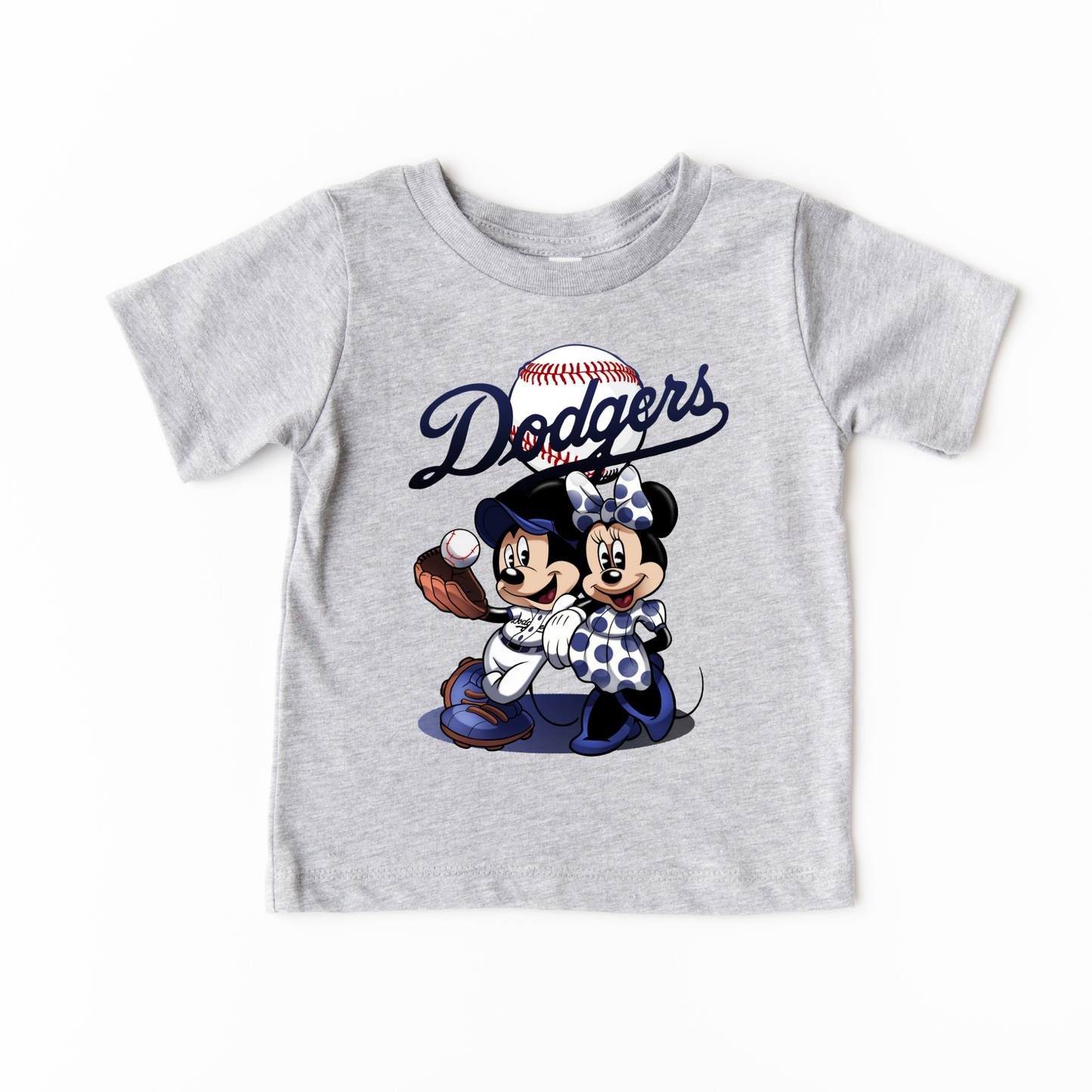 Dodgers baseball mickey and minnie kids shirts