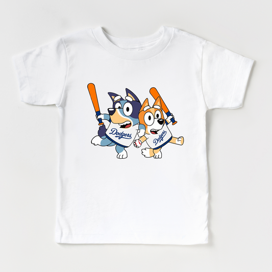 Dodgers baseball Bluey kids shirts