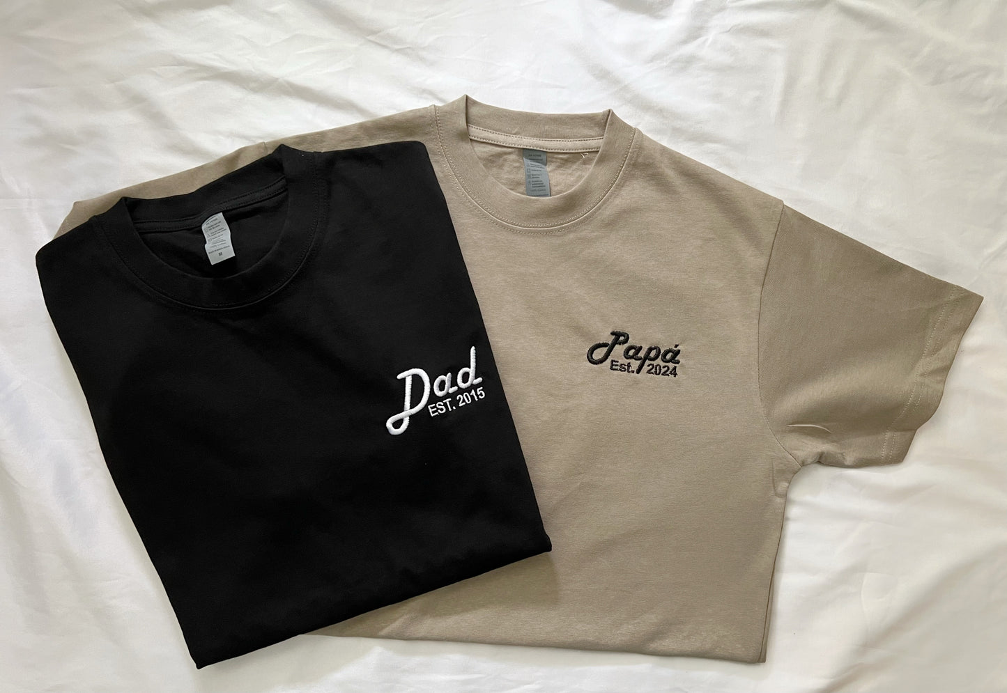 Embroidered Personalized Papa (English) Heavy weight shirt