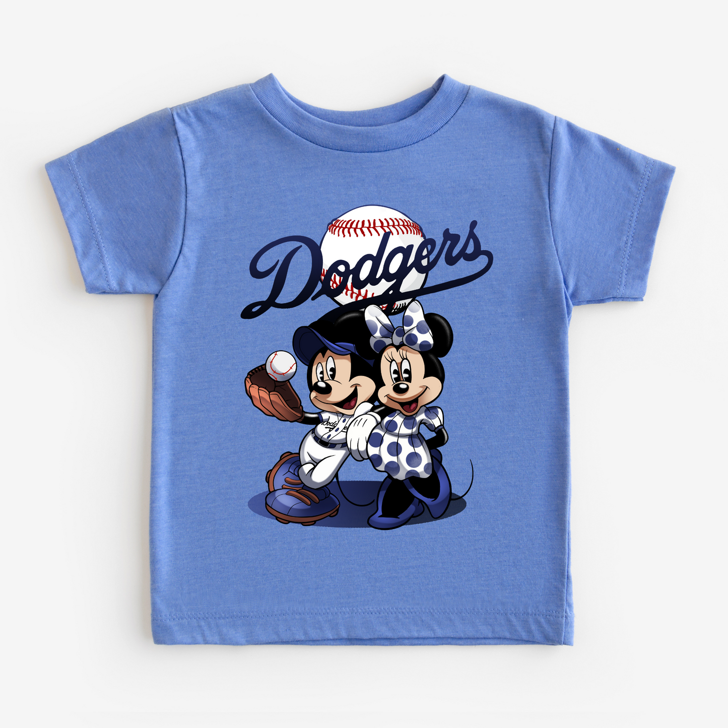 Dodgers baseball mickey and minnie kids shirts