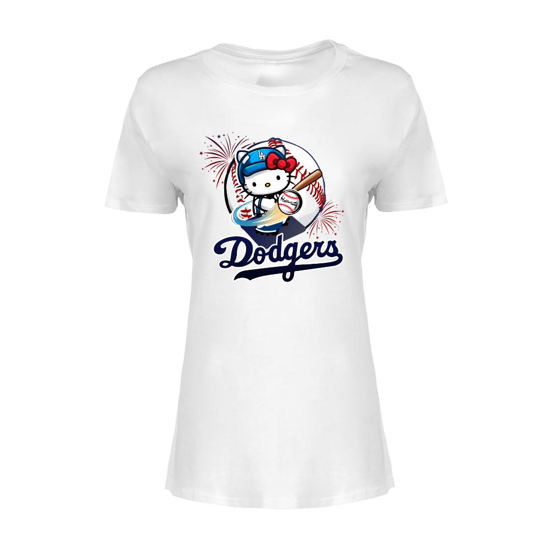 Adult Hello Kitty Dodgers Baseball Tshirt