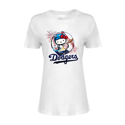 Adult Hello Kitty Dodgers Baseball Tshirt