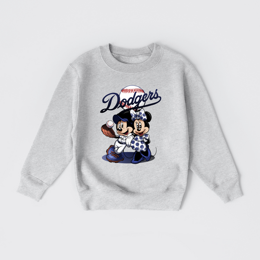 Child Dodgers Baseball Mickey and Minnie Graphic Sweater